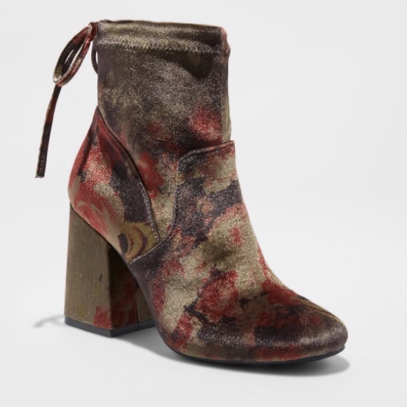Target Shoes - A New Day - Velvet Floral Ankle Boots - Size 7